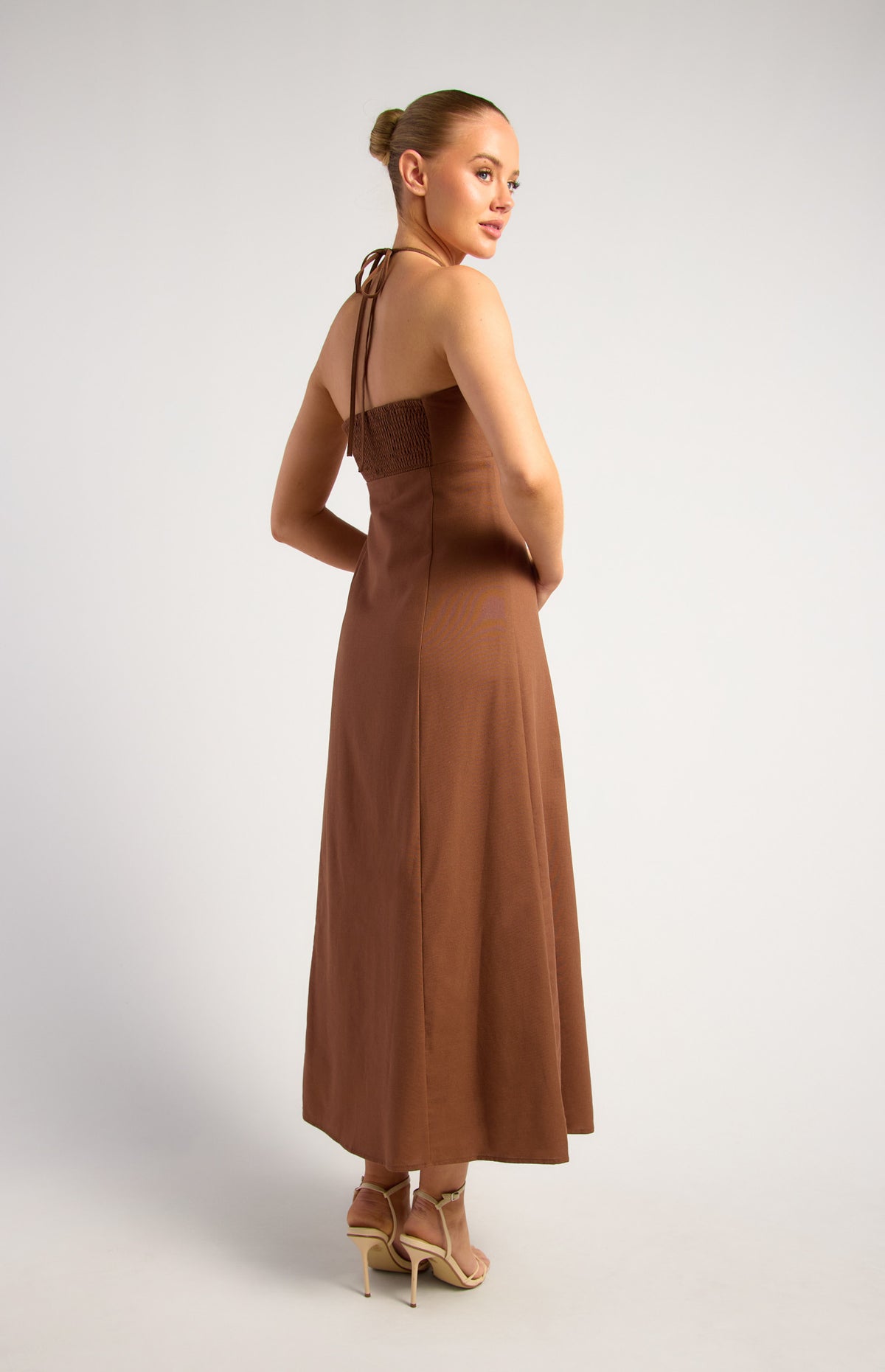CANDACE - Drawstring Halter Maxi Dress