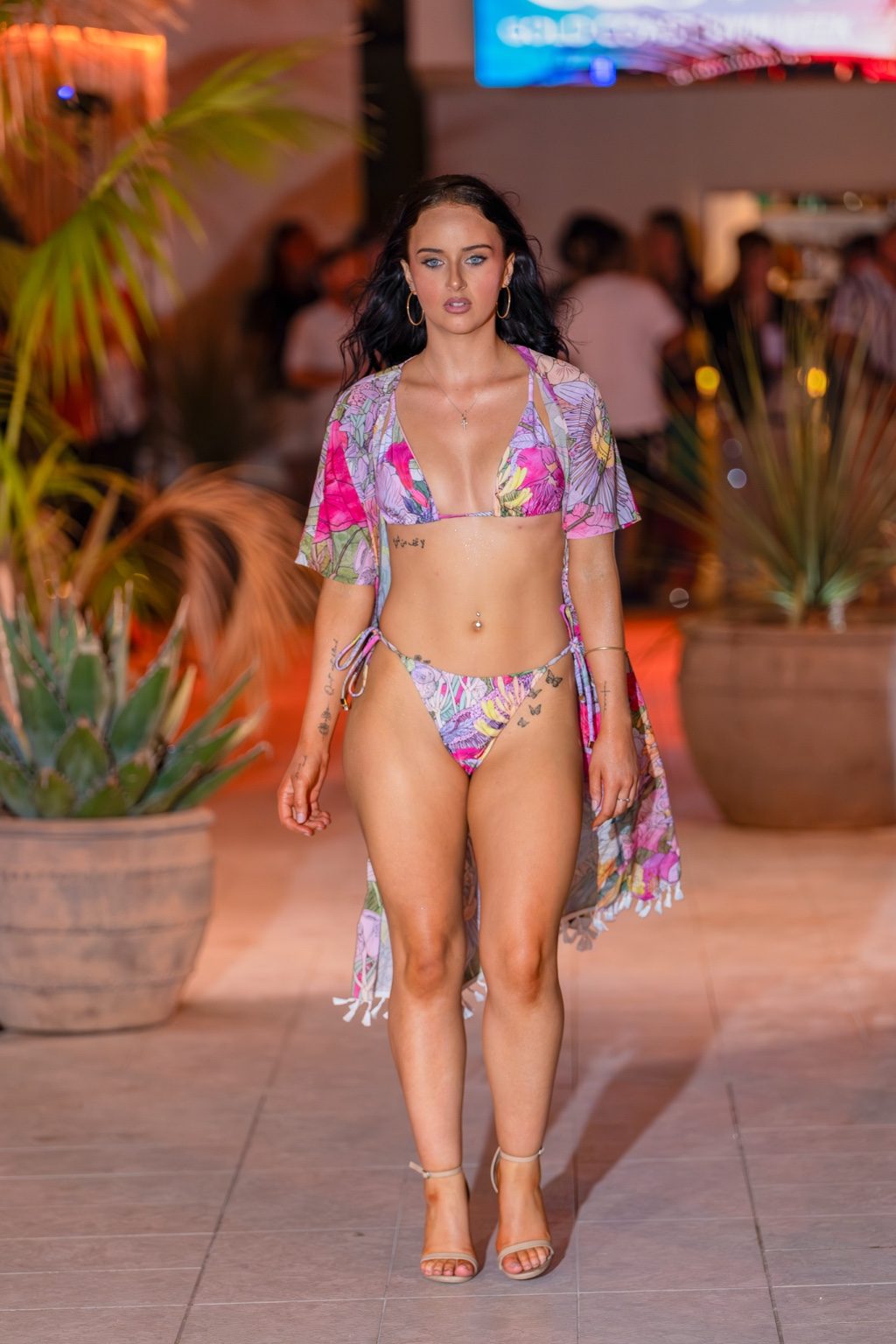 MIA String Triangle Bra Style Bikini Top — In Bloom