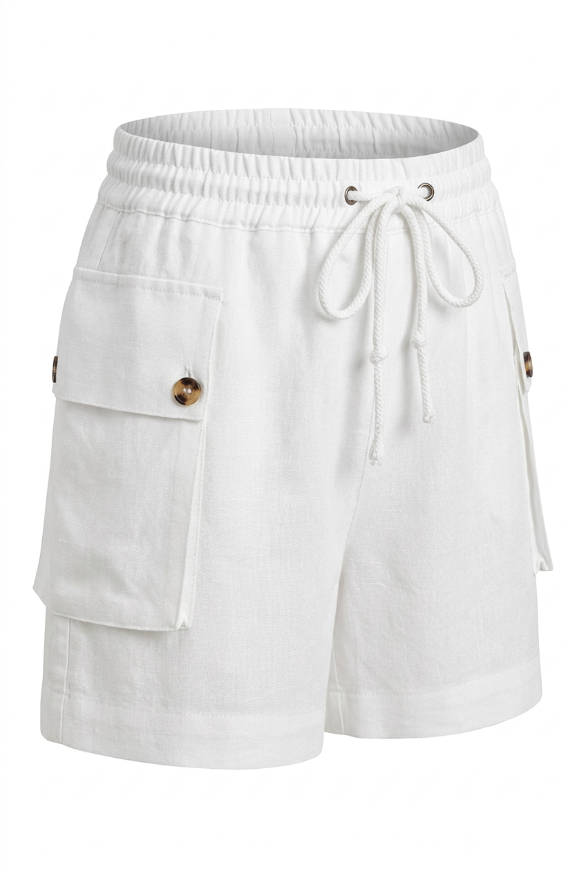 VIENNA Linen Blend Shorts - White