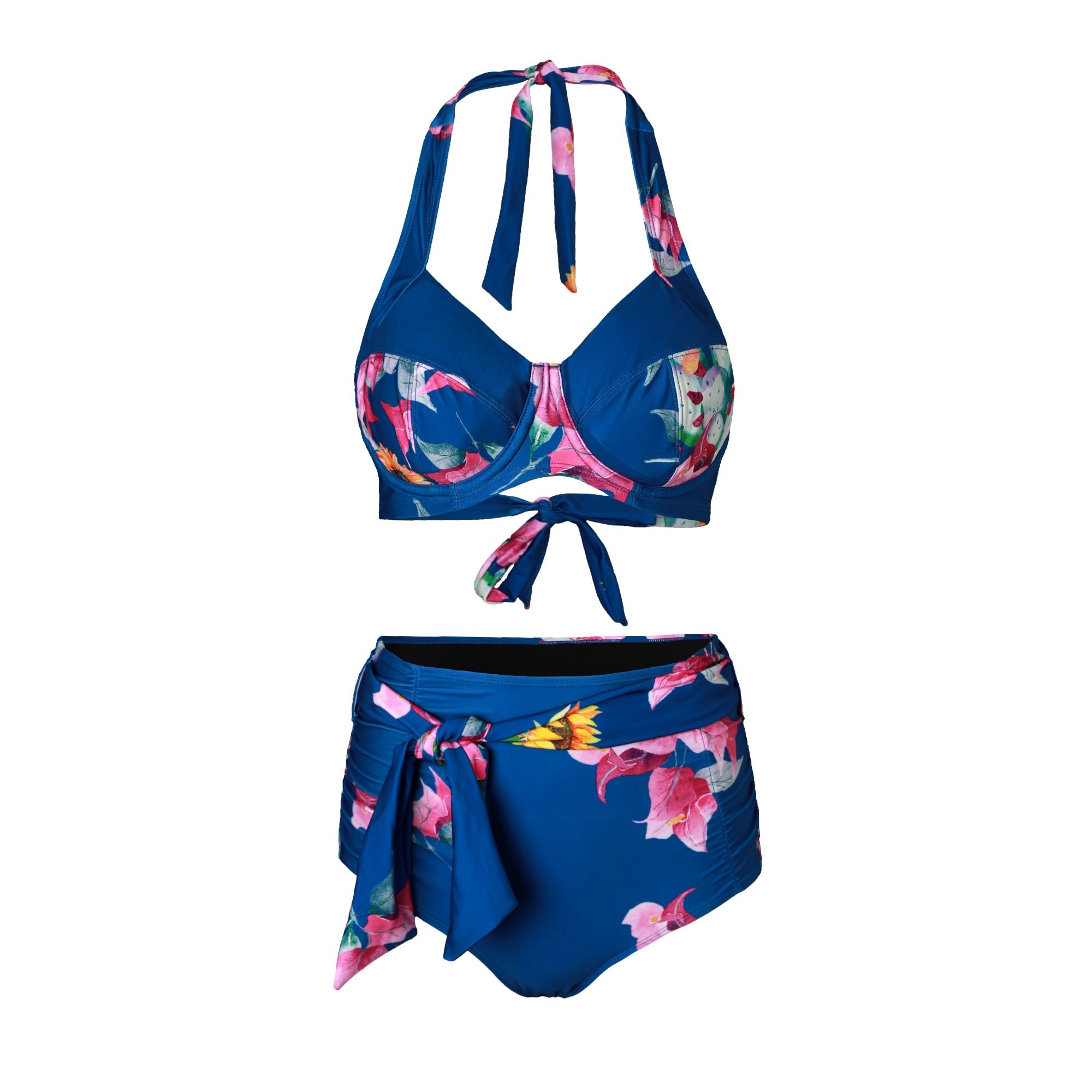 LUCIA 'Fleur' High Waist Bikini Bottoms with Removable Waist Tie