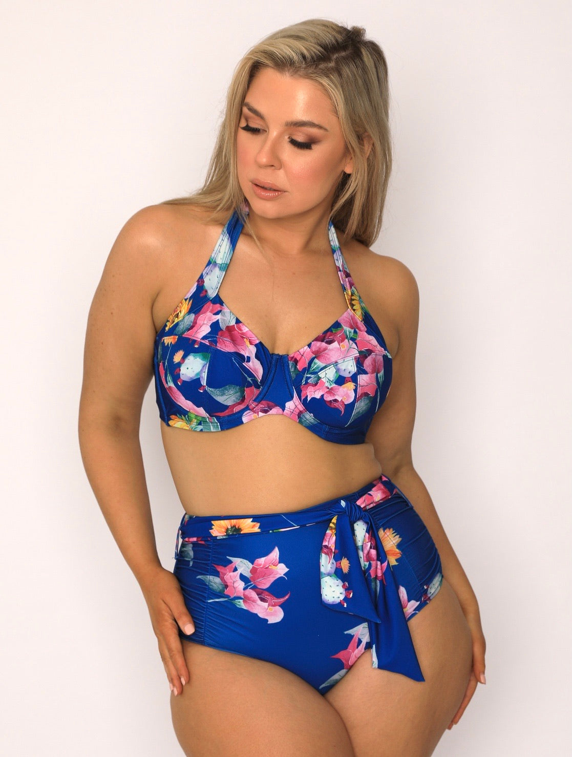 LUCIA 'Fleur' High Waist Bikini Bottoms with Removable Waist Tie