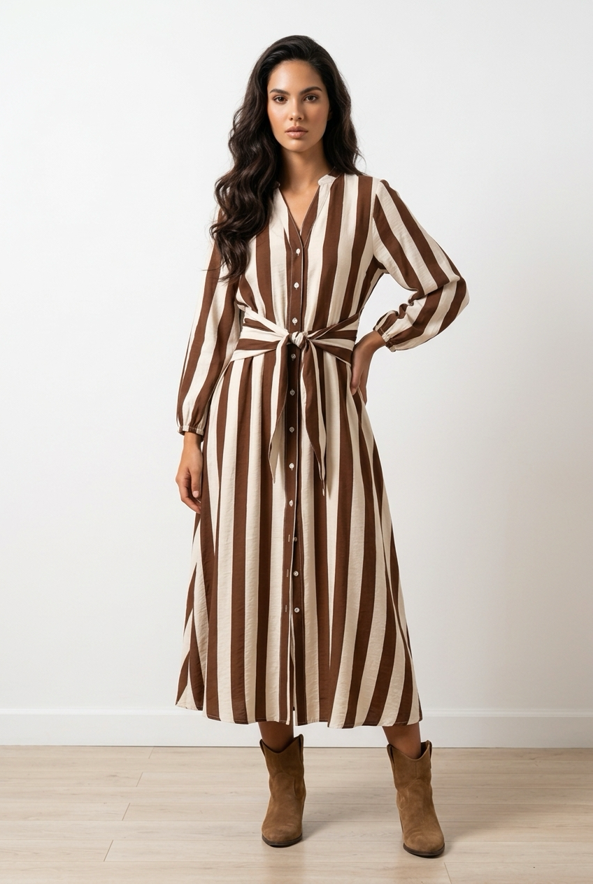 LUELLA Chocolate Stripe Maxi Dress