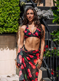 OLIVIA - Halter Tie Bikini Top - VIŠNJA