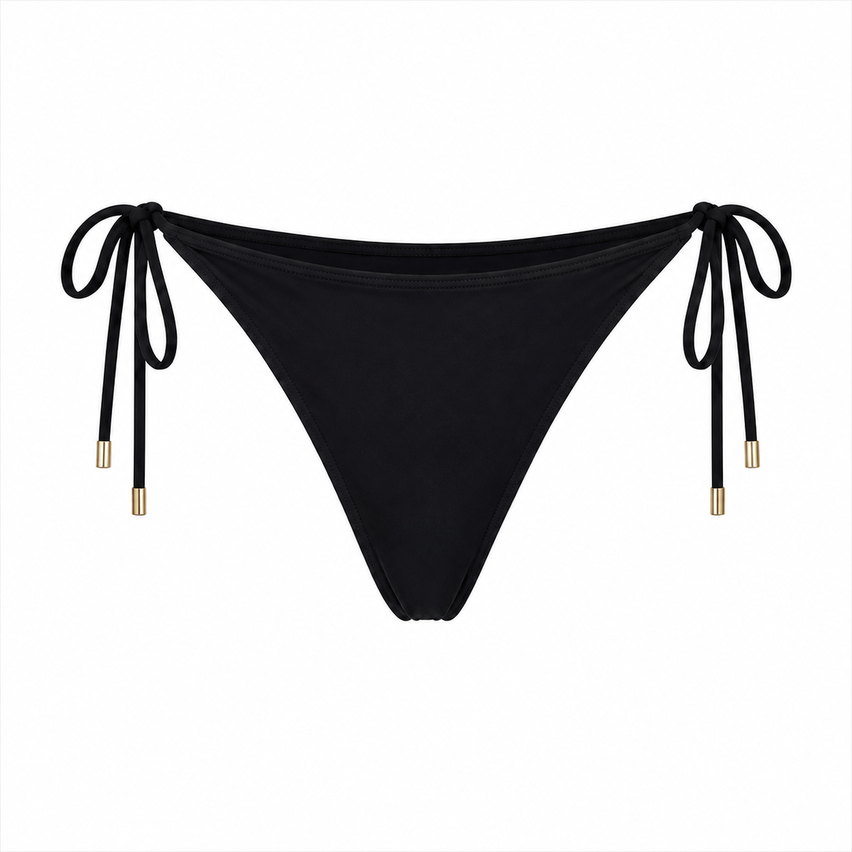 STEVIE String Tie-Up Bikini Bottoms — Black