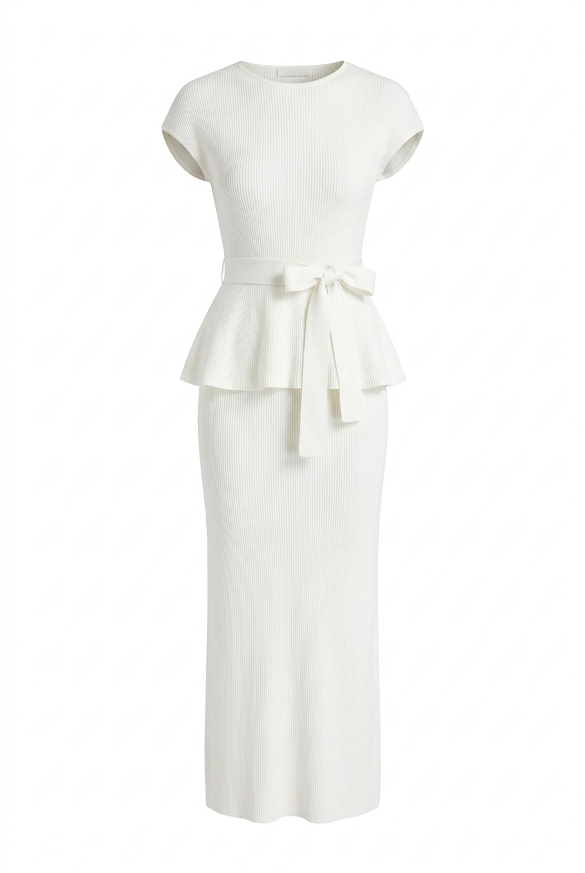 AMELIE Ivory Ribbed Knit Two Piece Set