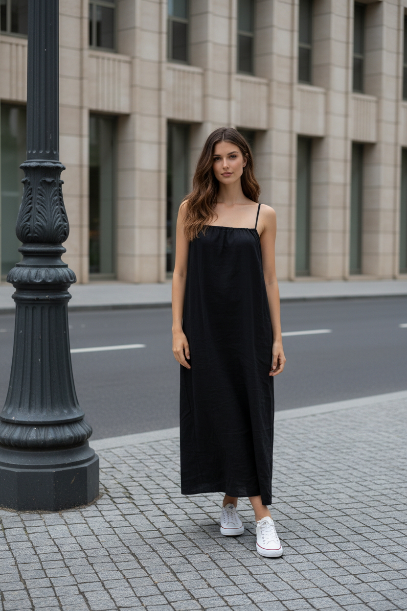 TENILLE Beach Dress — Black