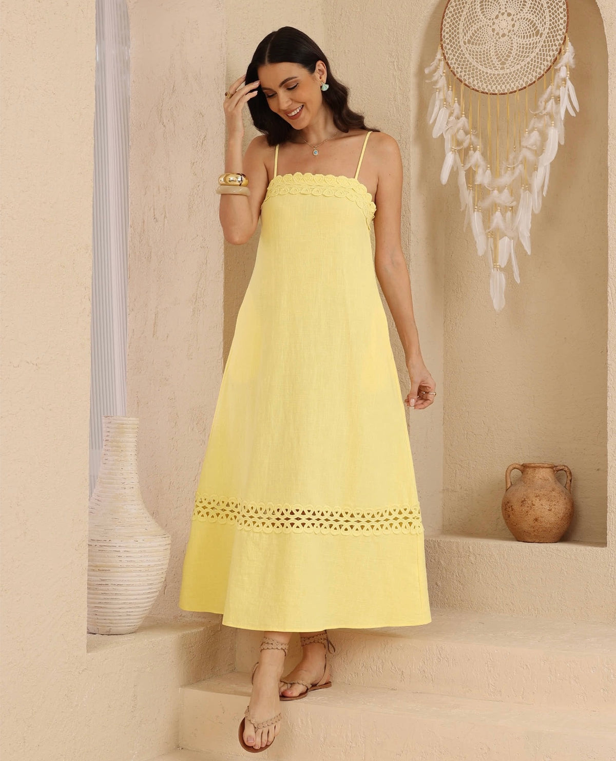 LOLITA - Pleated Bodice Detail Midi Dress — Butter Lemon