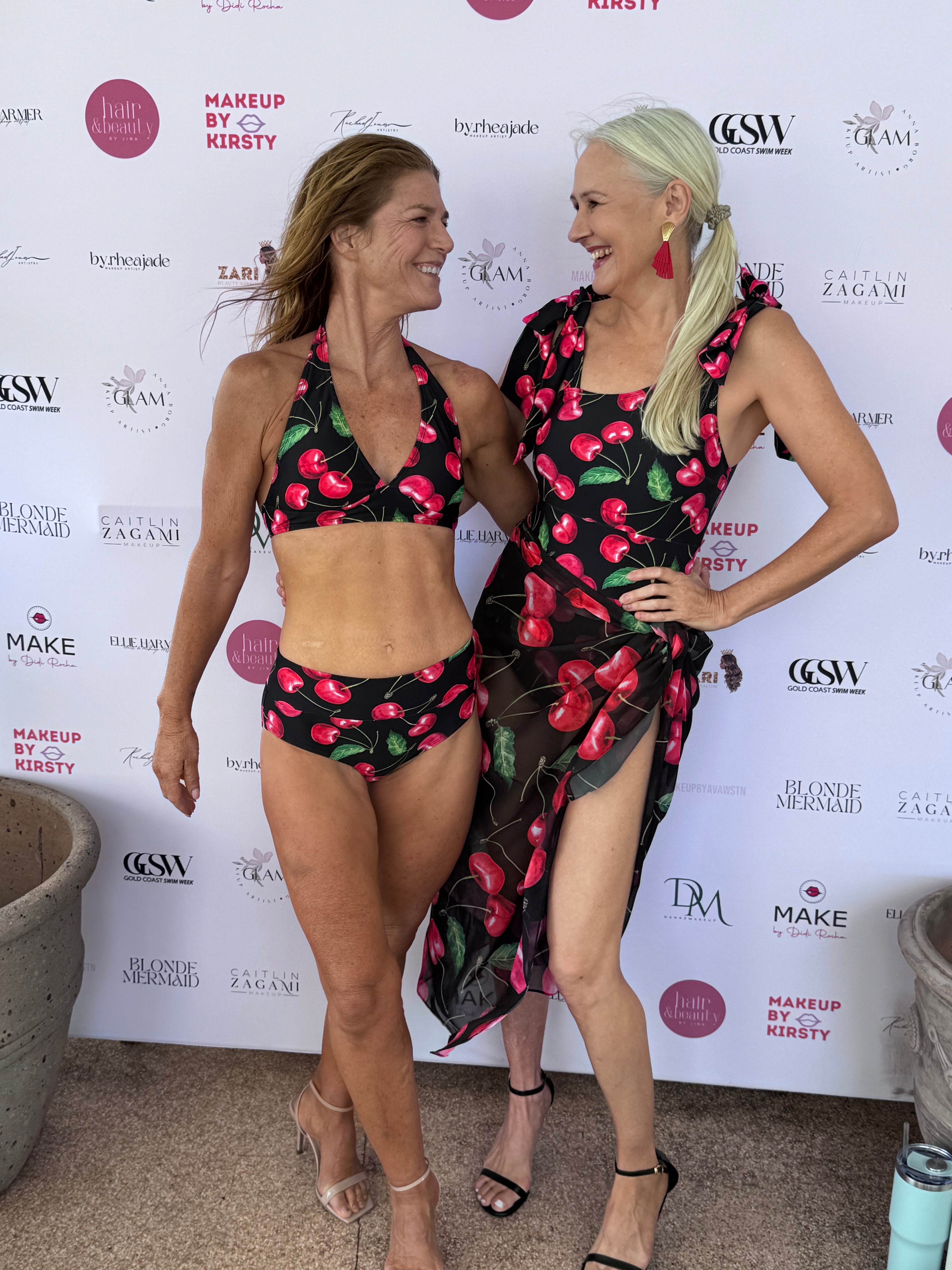 ADA - Mid Waist Bikini Bottoms - VIŠNJA