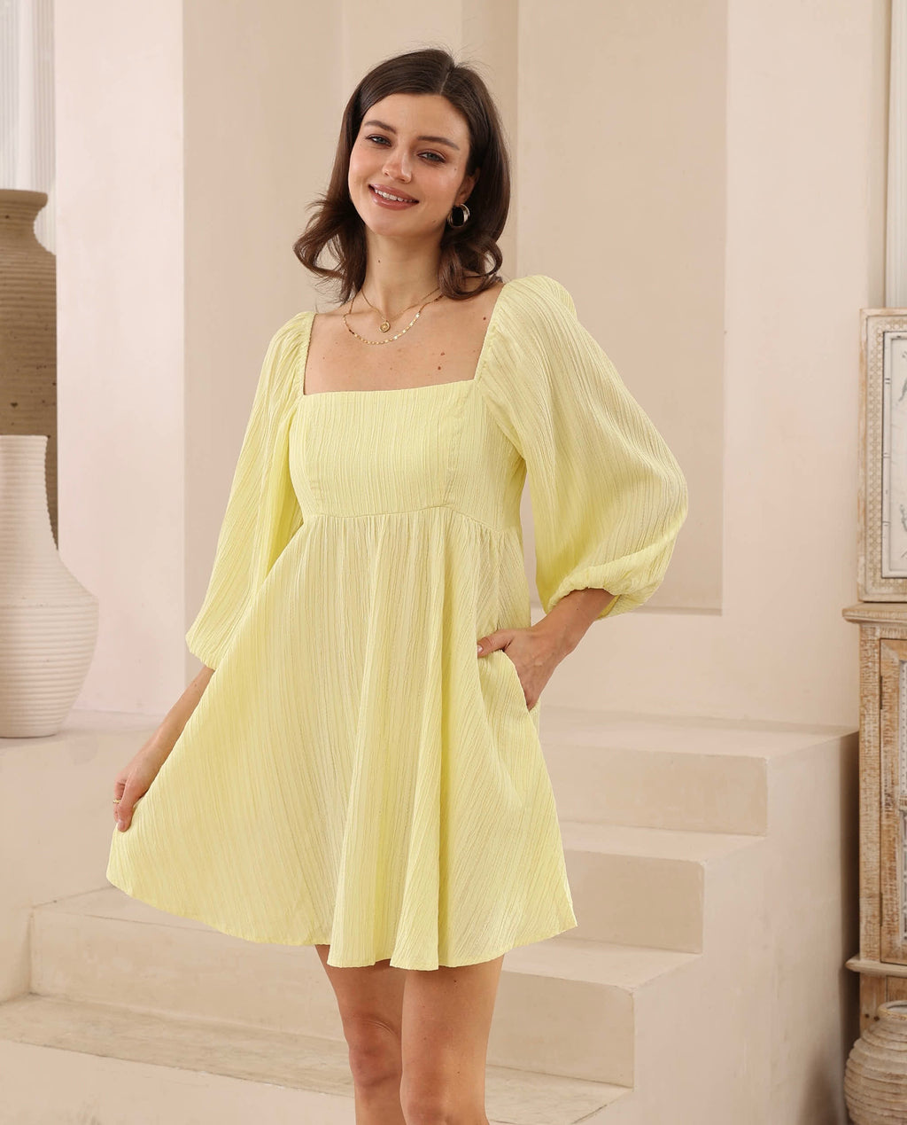 ELARA Mini Dress — Lemon Sorbet