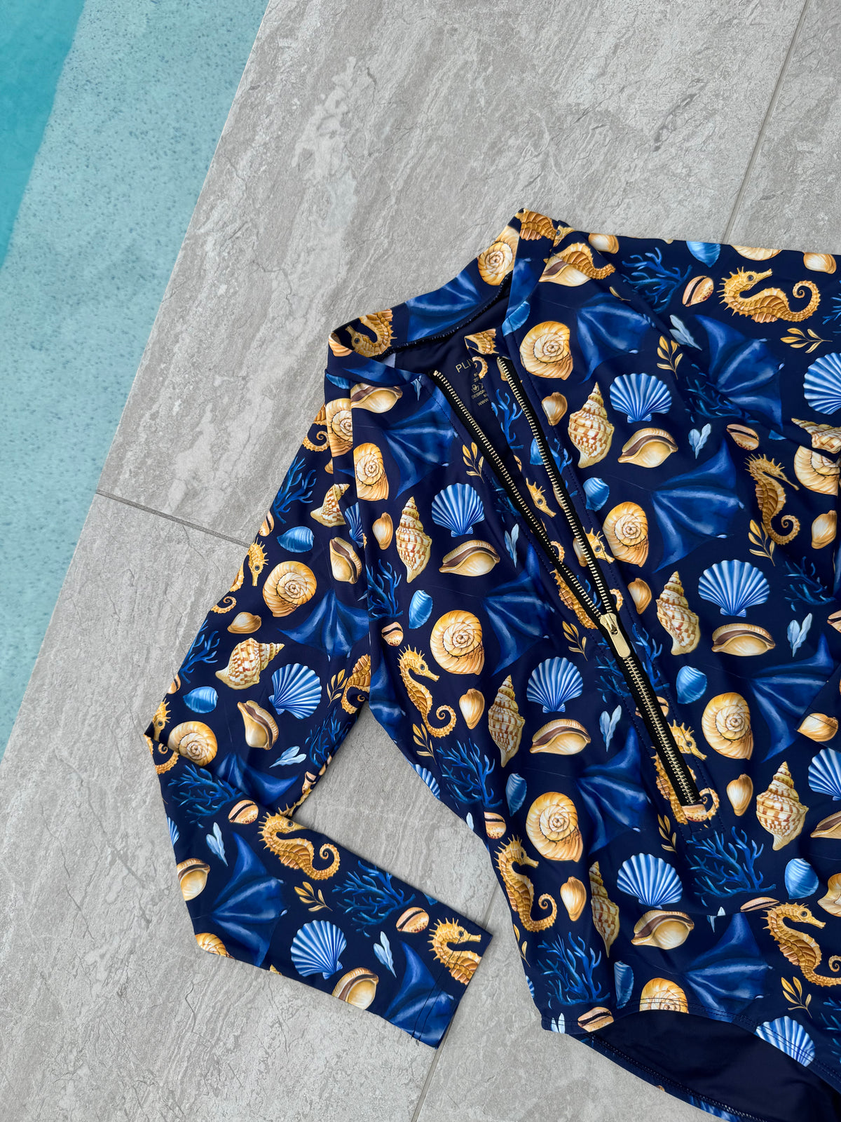LANA Čiovo print zip swimsuit with long sleeves