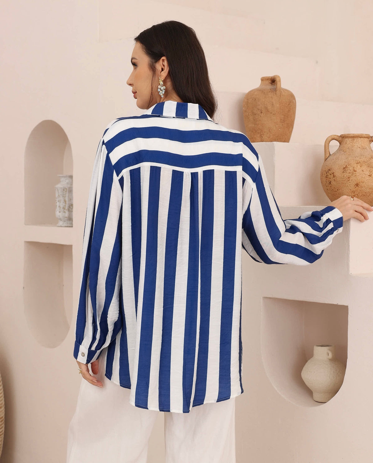 CAPRI Oversized Shirt - Cobalt Stripe