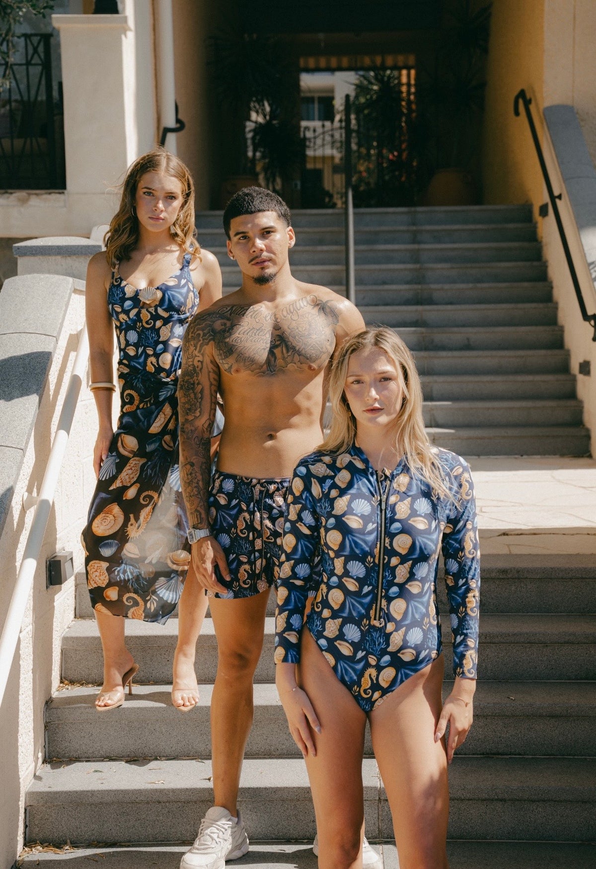 LANA long sleeve swimsuit in Čiovo navy seashell print