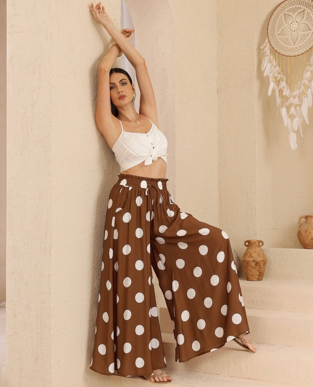 NADIA Pants - Brown Polka