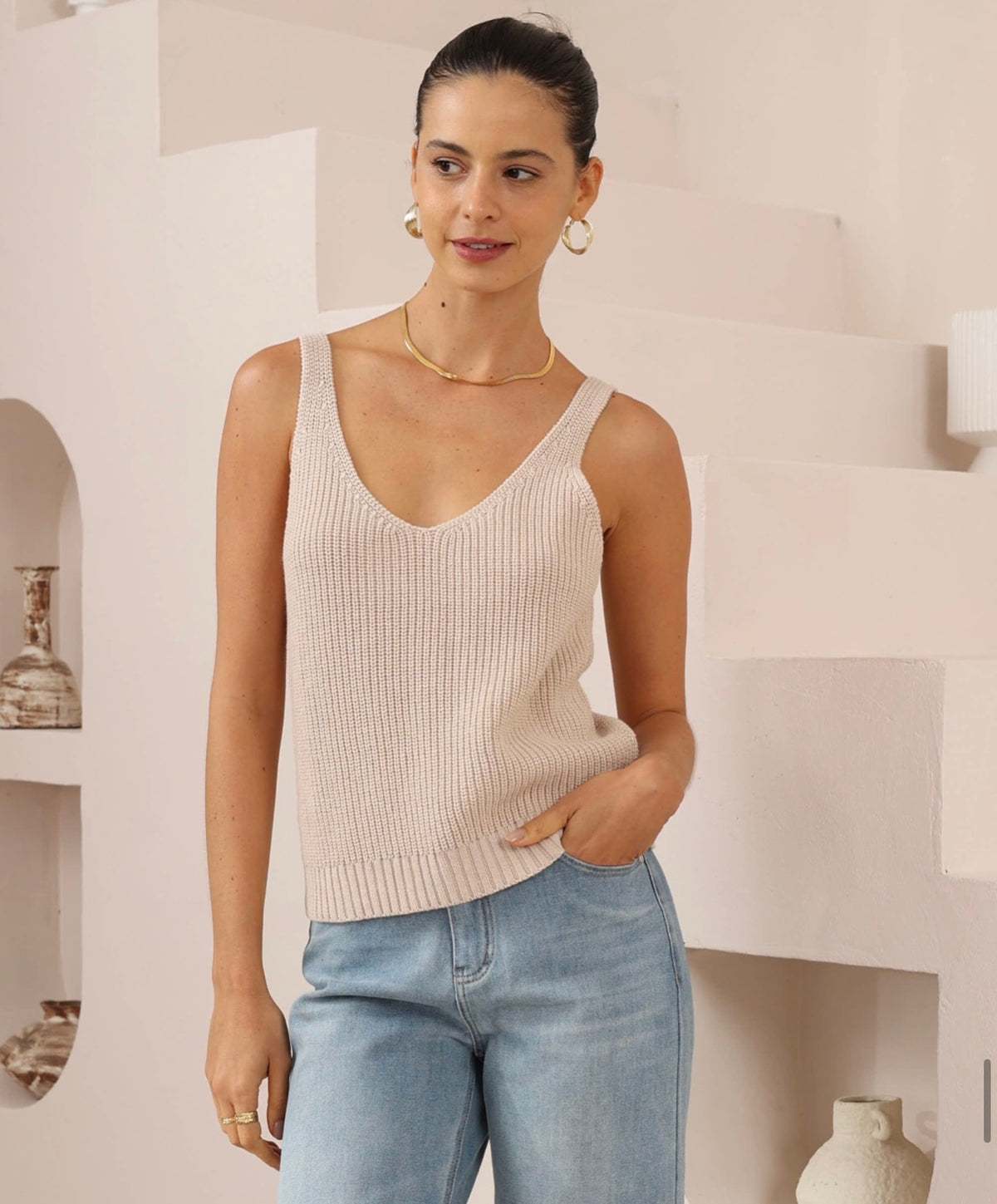 JULIA cotton knit cami singlet top
