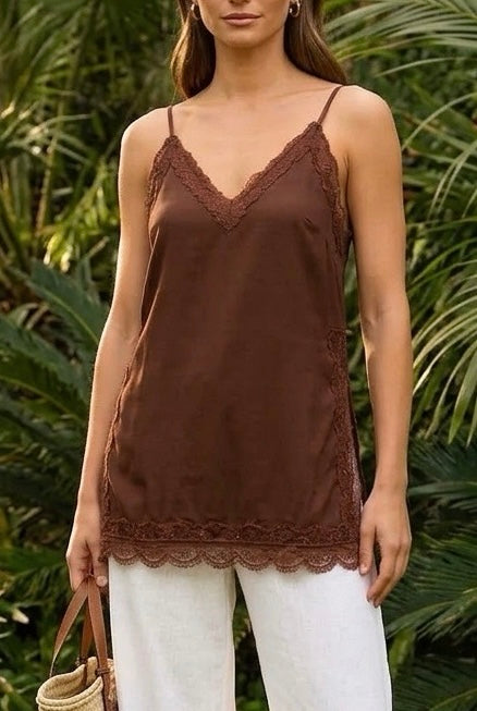 LORNA Lace Cami - Chocolate