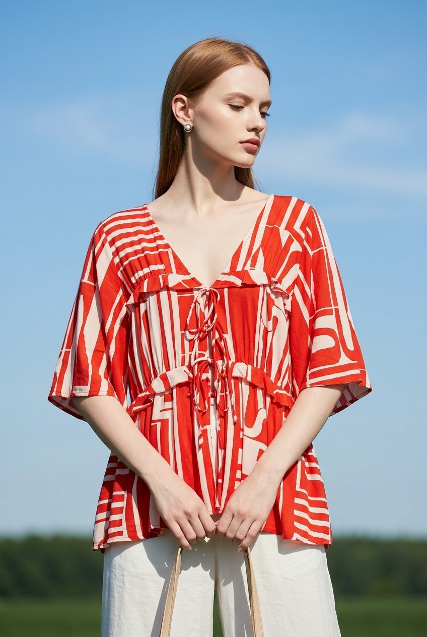 RAVELLO Blouse — Red& White