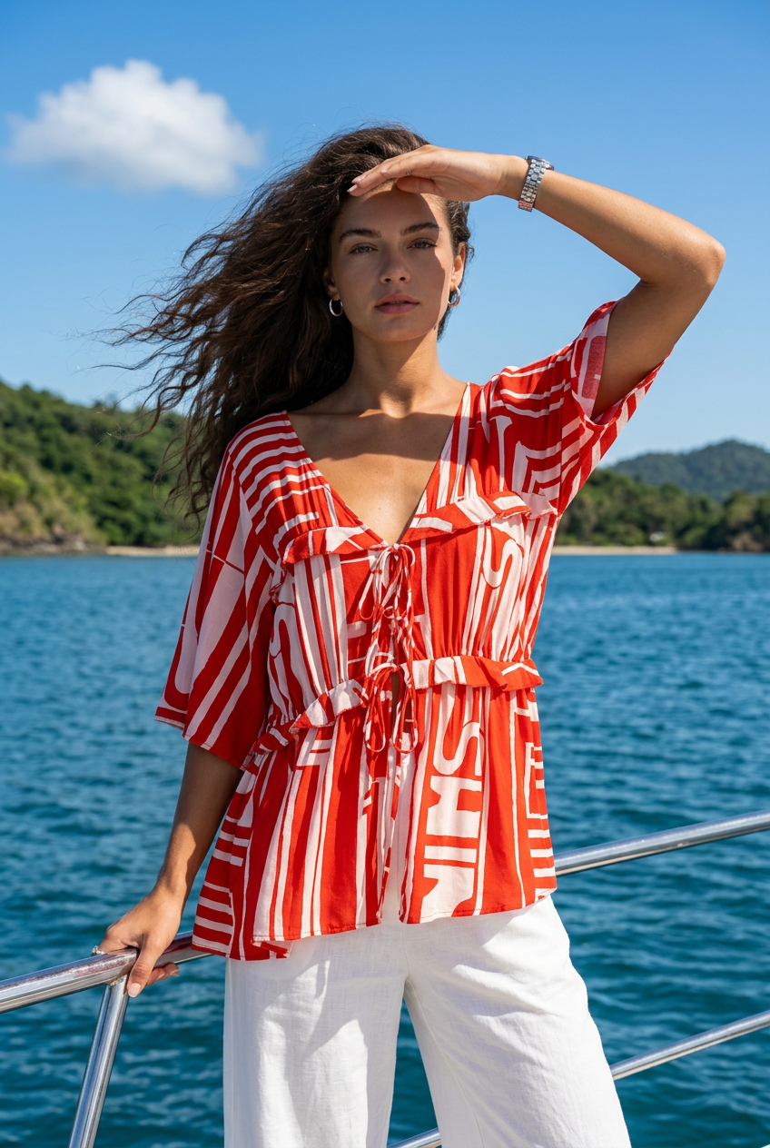 RAVELLO Blouse — Red& White