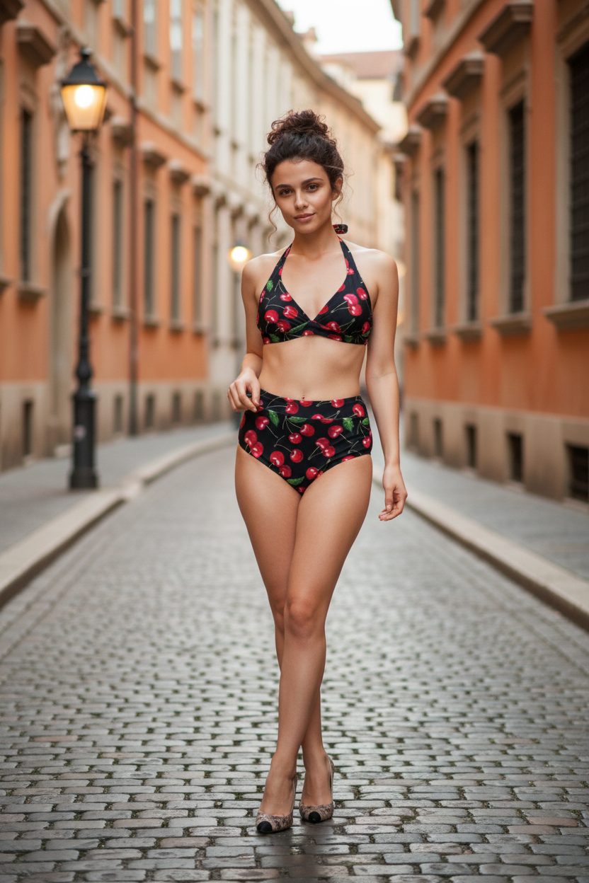 (PRE-ORDER) OLIVIA - Halter Tie Bikini Top - VIŠNJA
