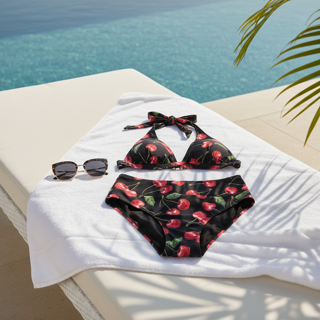 (PRE-ORDER) OLIVIA - Halter Tie Bikini Top - VIŠNJA