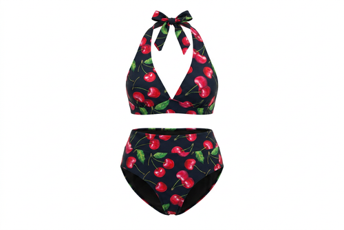 ADA - Mid Waist Bikini Bottoms - VIŠNJA