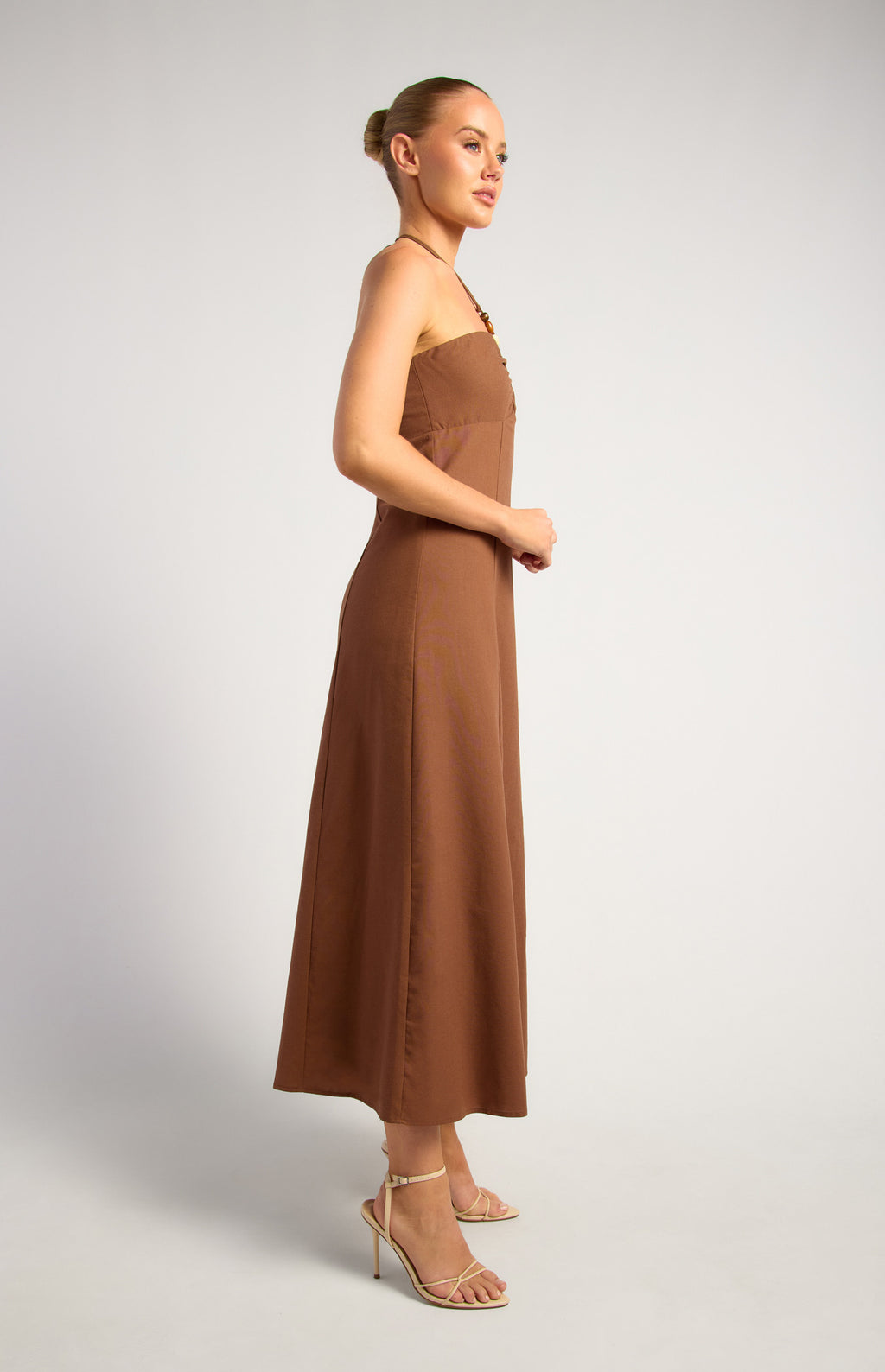 CANDACE - Drawstring Halter Maxi Dress