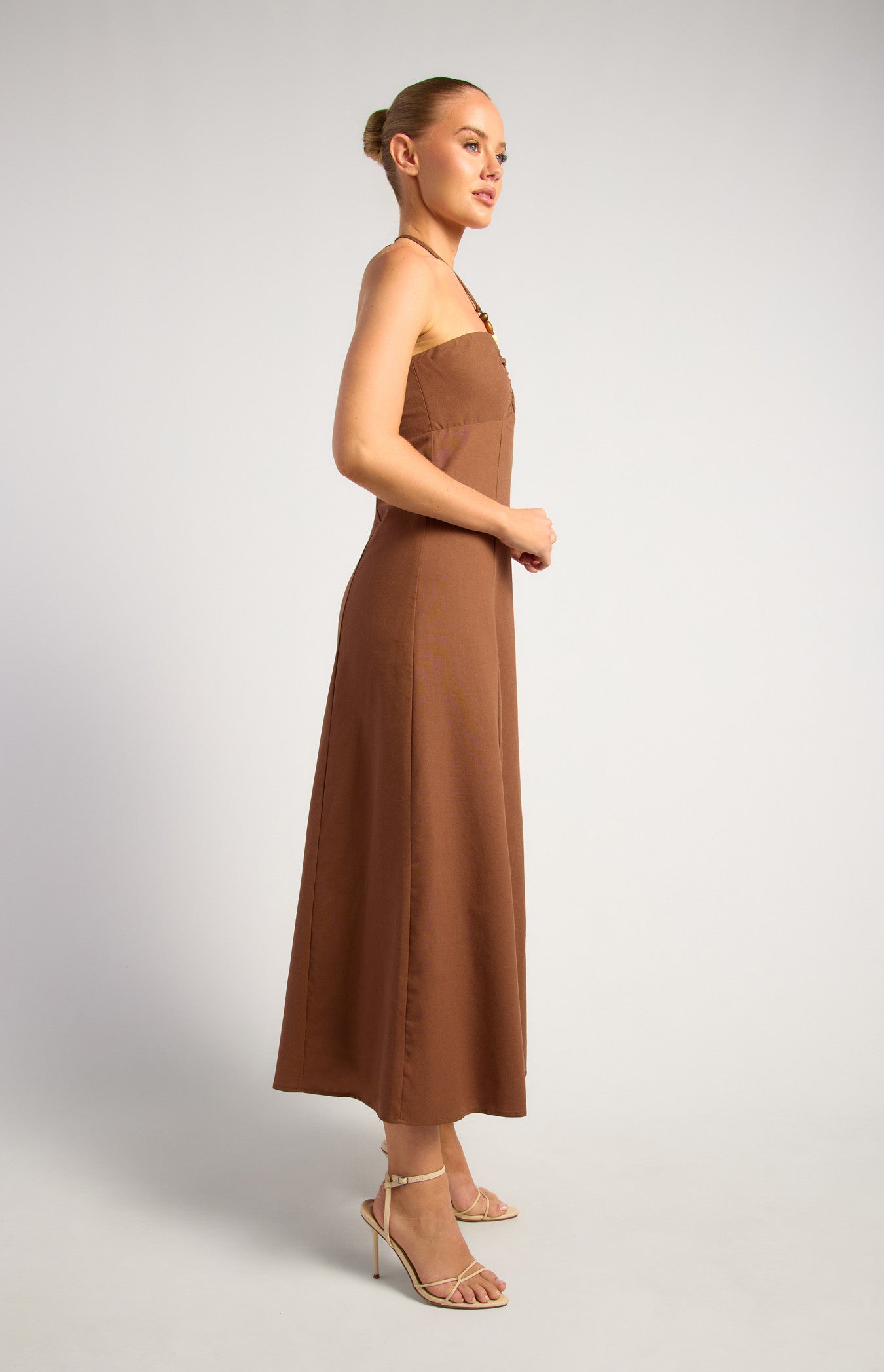CANDACE - Drawstring Halter Maxi Dress