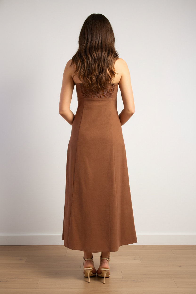 CANDACE - Drawstring Halter Maxi Dress