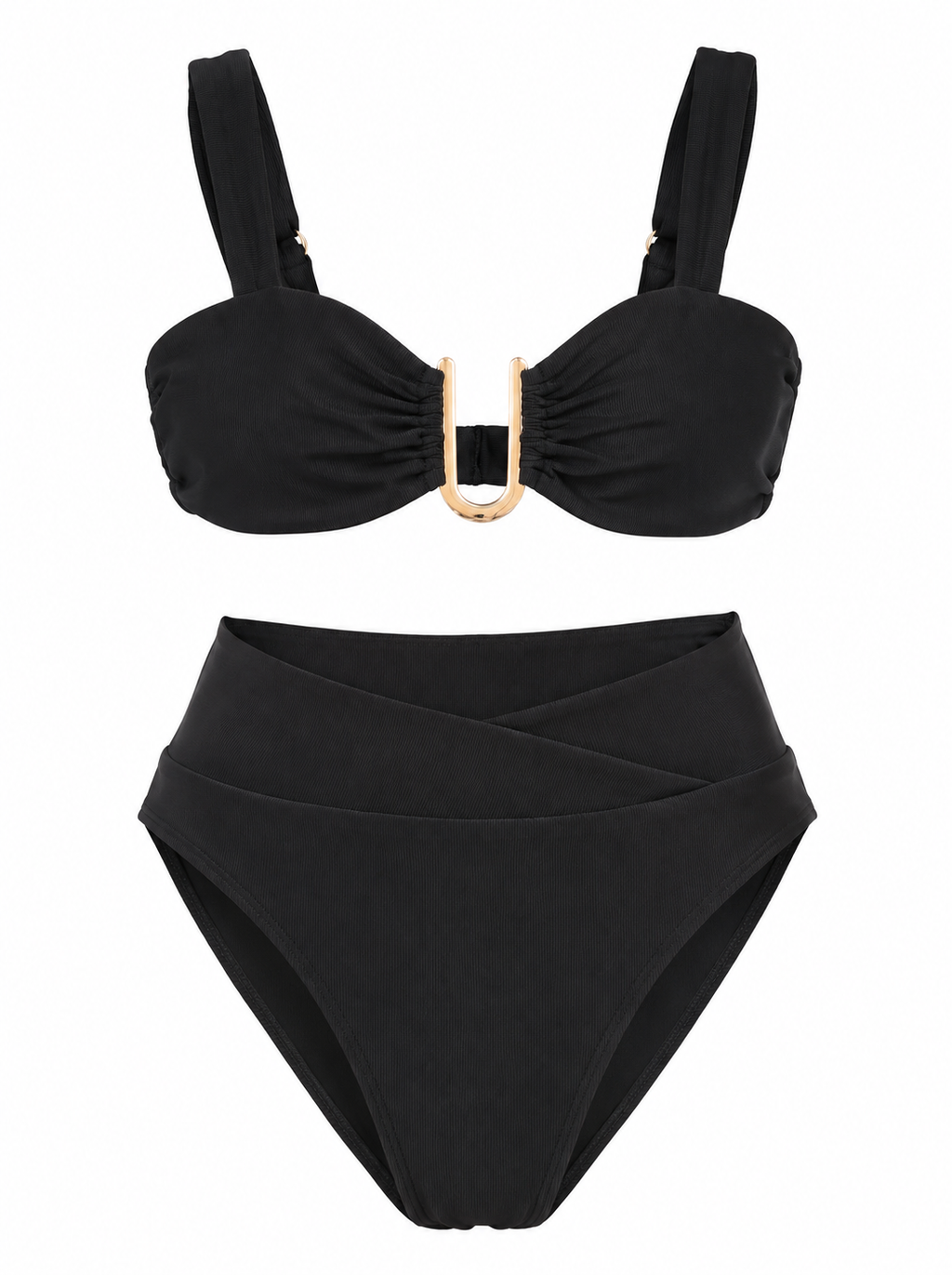 MARCELLA Ribbed Bikini Top — Black