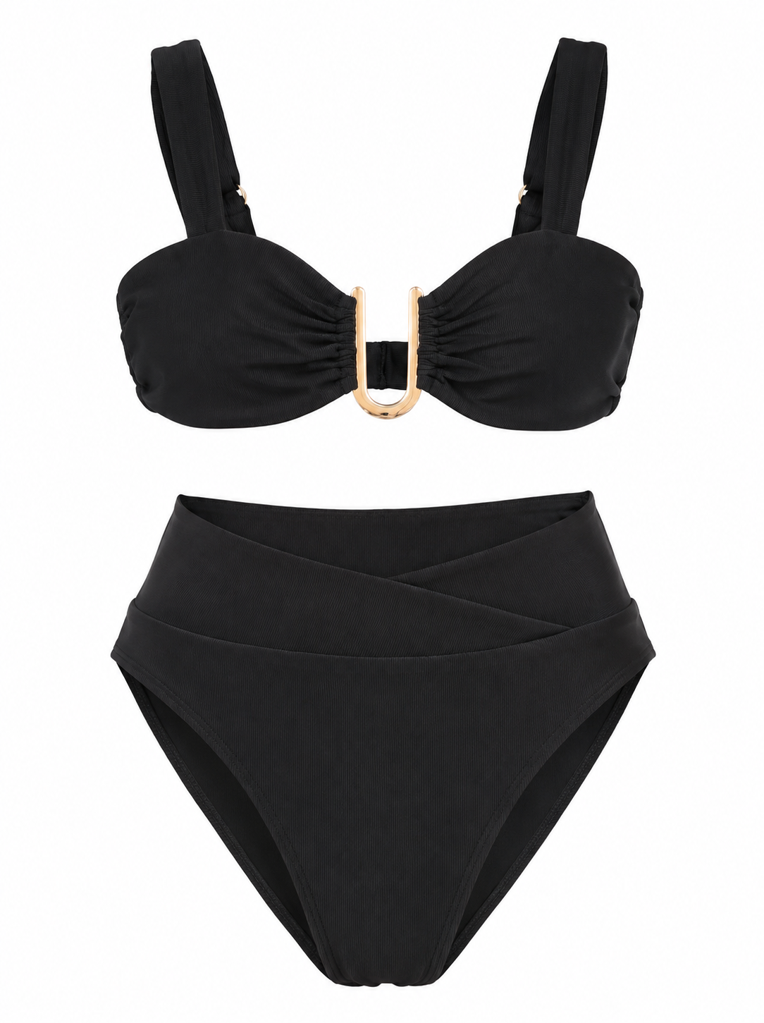 MARCELLA Ribbed Bikini Top — Black