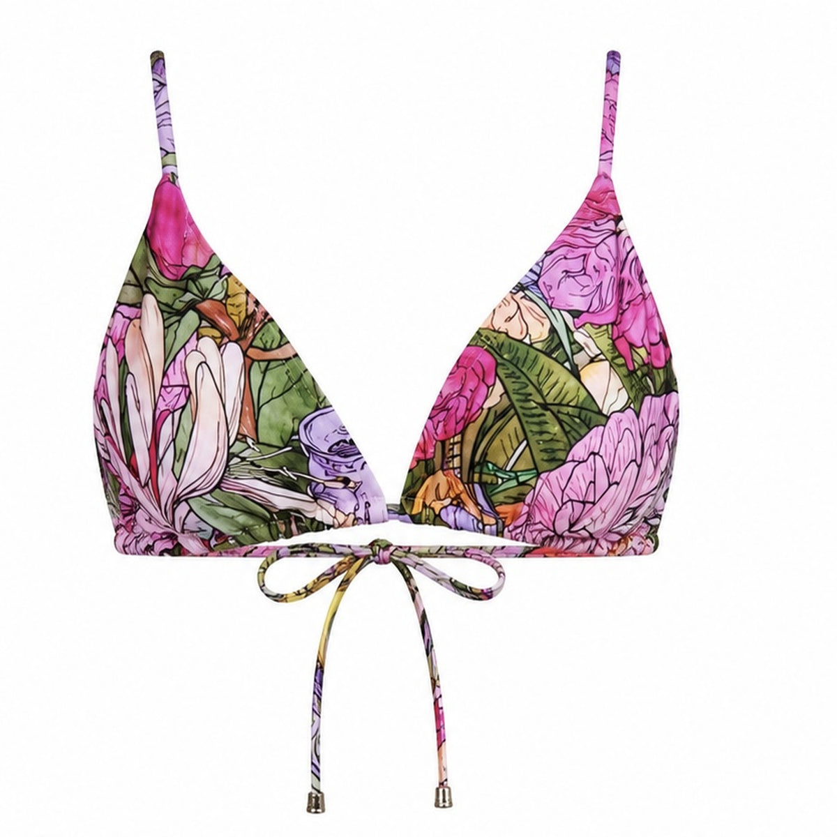 MIA String Triangle Bra Style Bikini Top — In Bloom