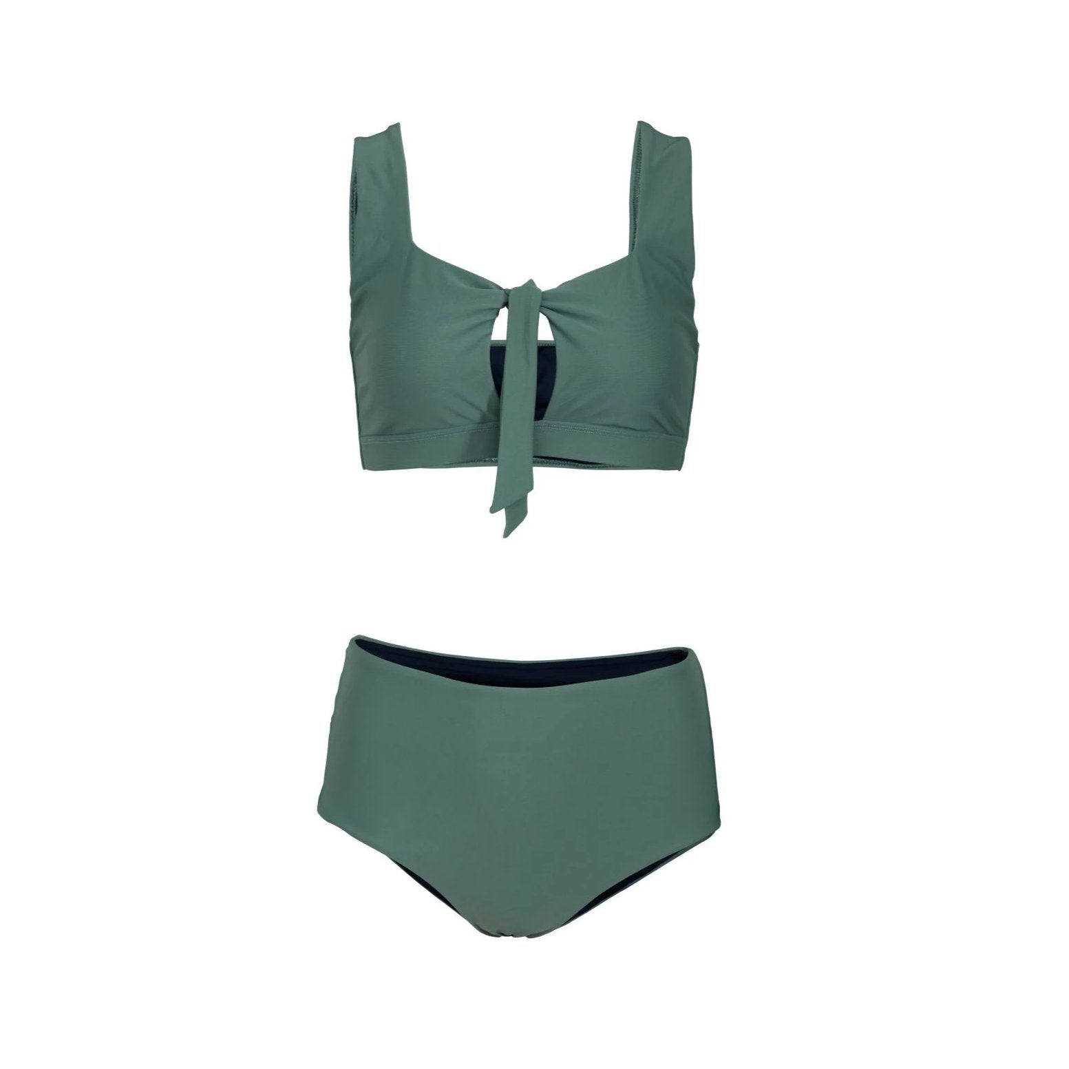 ATHENA 'Sage’ Seamless Bikini Top with tie up front -shown with valentina sage bottoms - PLIVATI swimwear