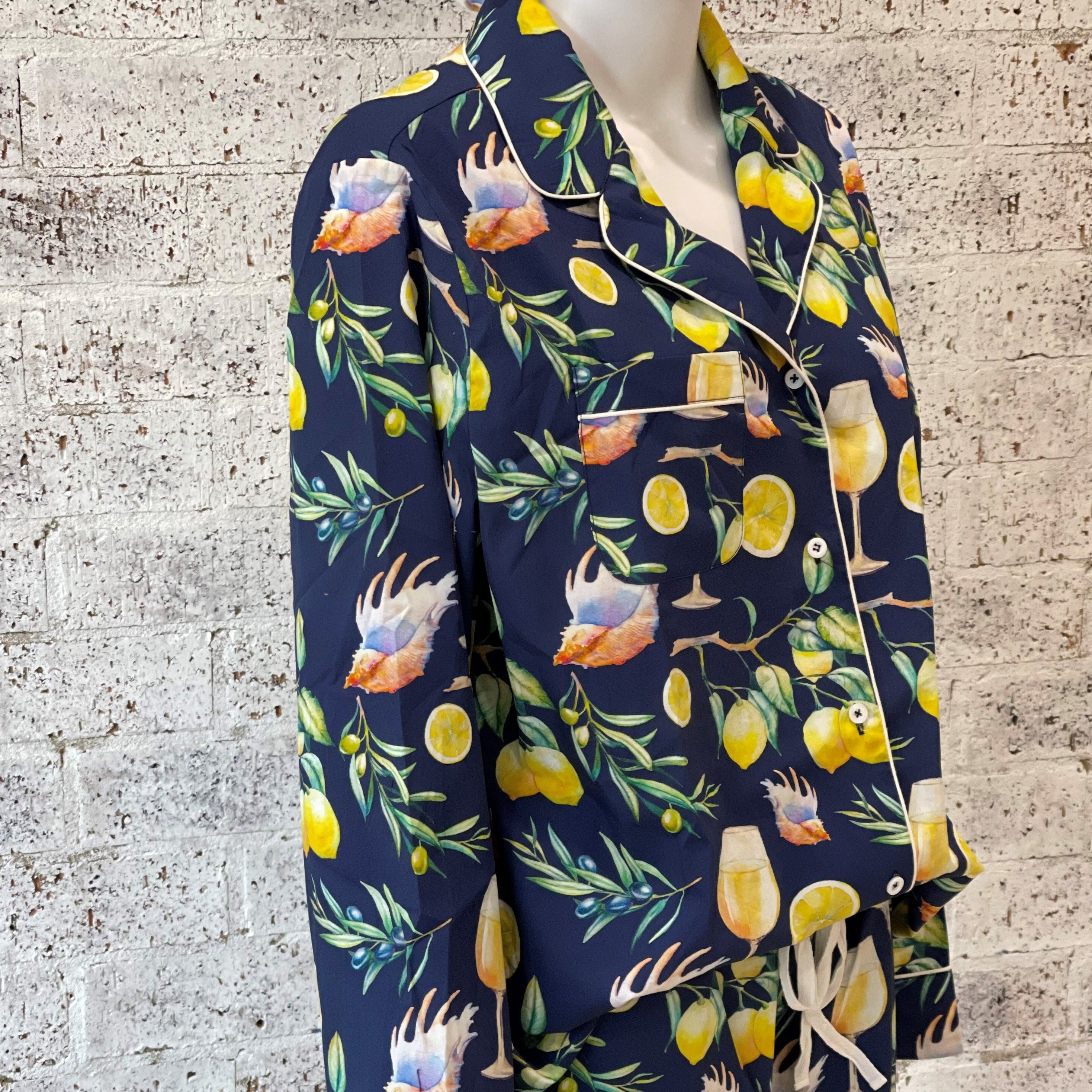 ADRIATIC Long Sleeve Button Sleep Shirt