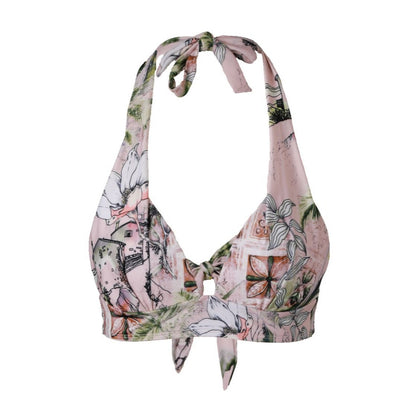 ariana push up bikini top in selo print with built in padding and triangle style bikini top