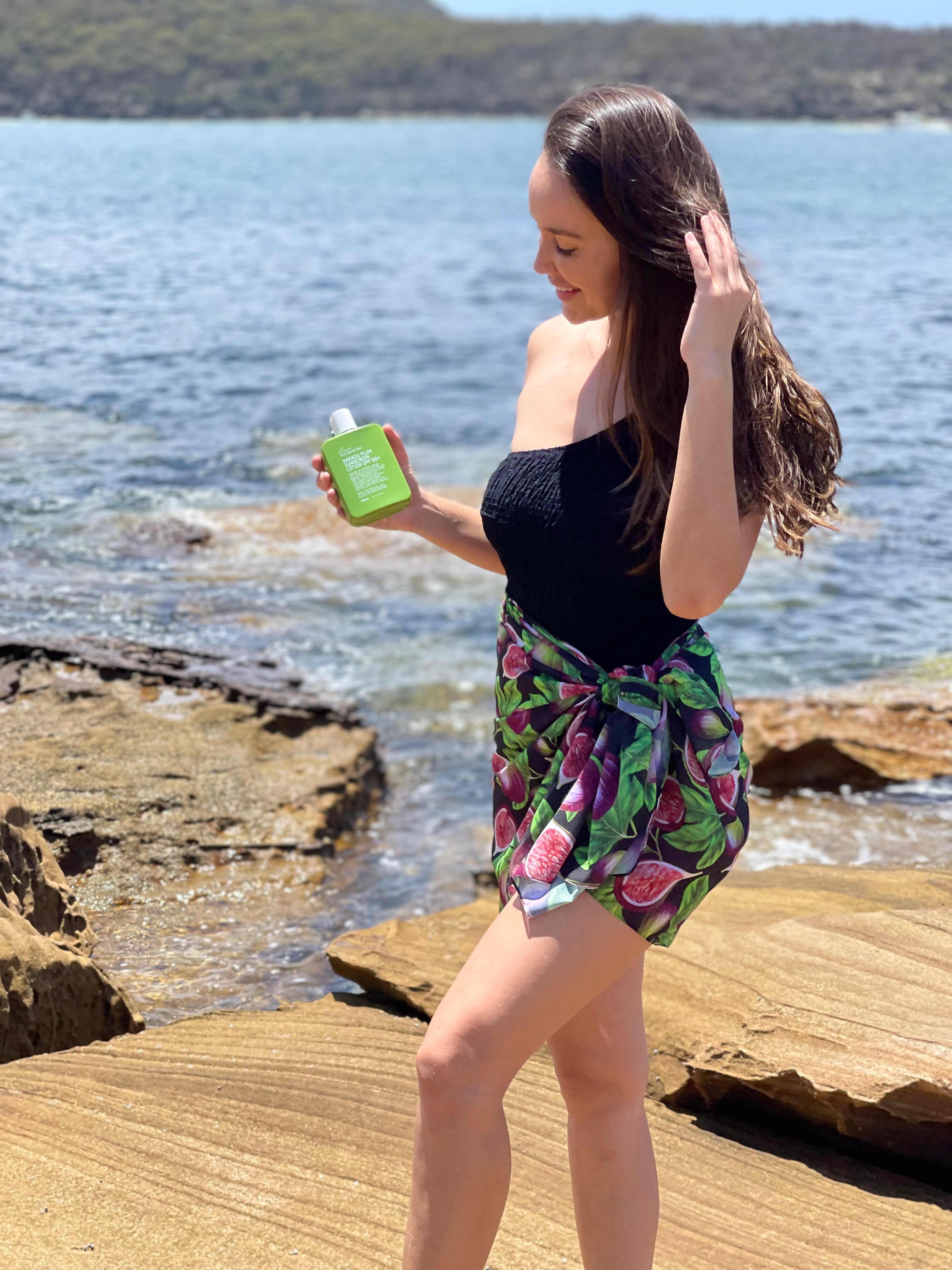 Black one shoulder textured one piece swimsuit designed in Australia by Plivati Swimwear.