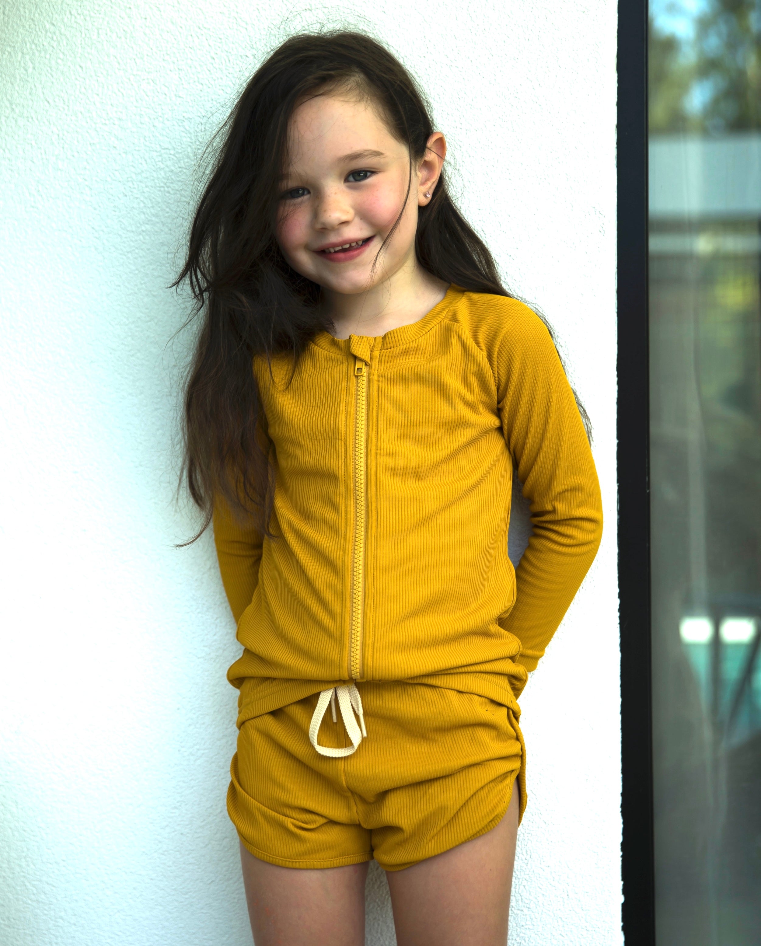 MUSTARD Kids Zipper Rashie Shirt