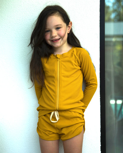 MUSTARD Kids Zipper Rashie Shirt