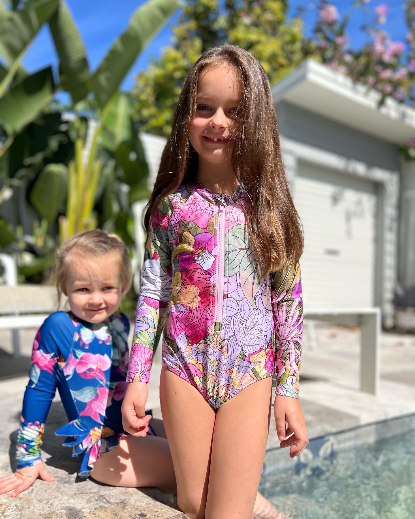 Mini LANA 'In Bloom' One Piece Girls Long Sleeve Swimsuit