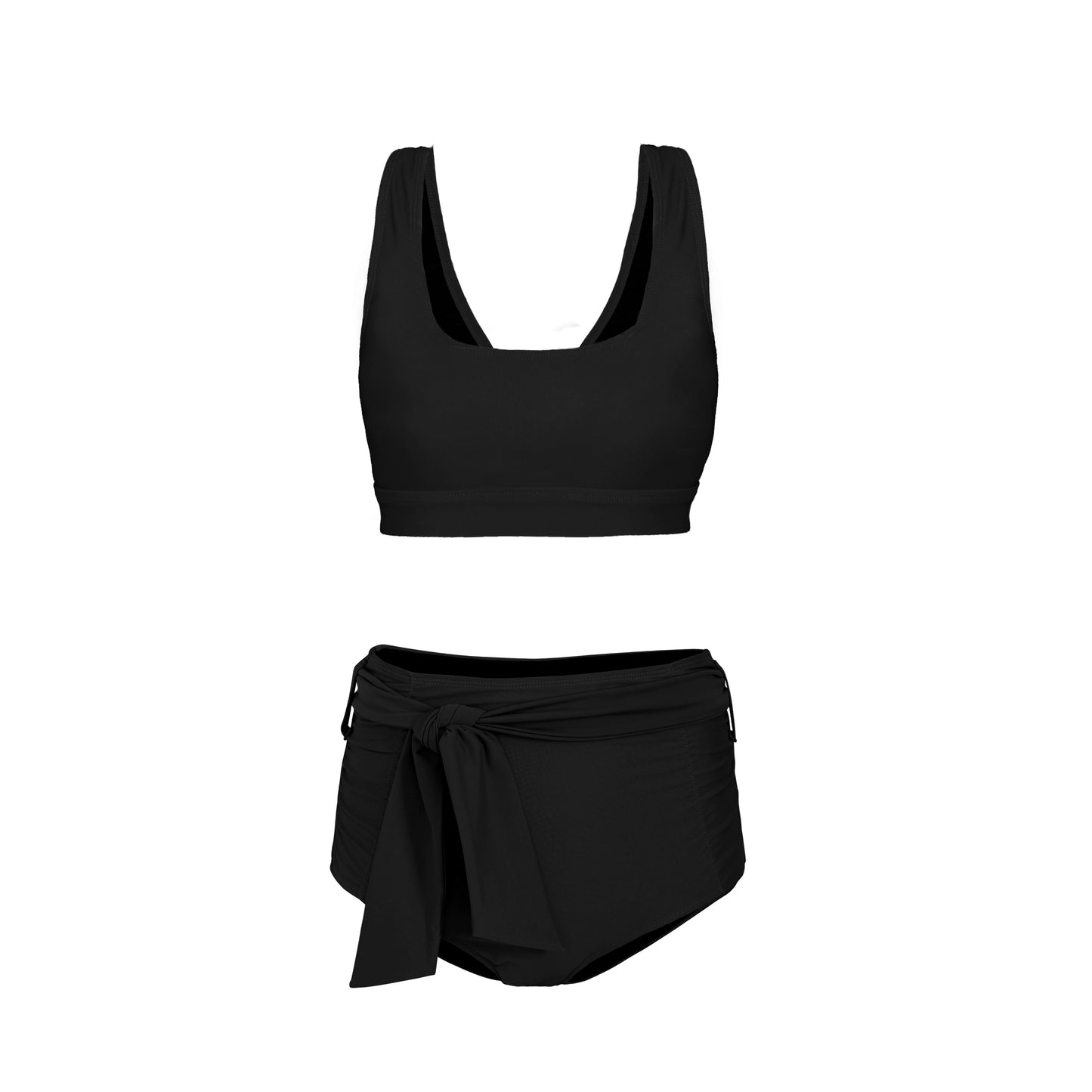 LUCIA High Waist 'Black' Bikini Bottoms with Removable Tie
