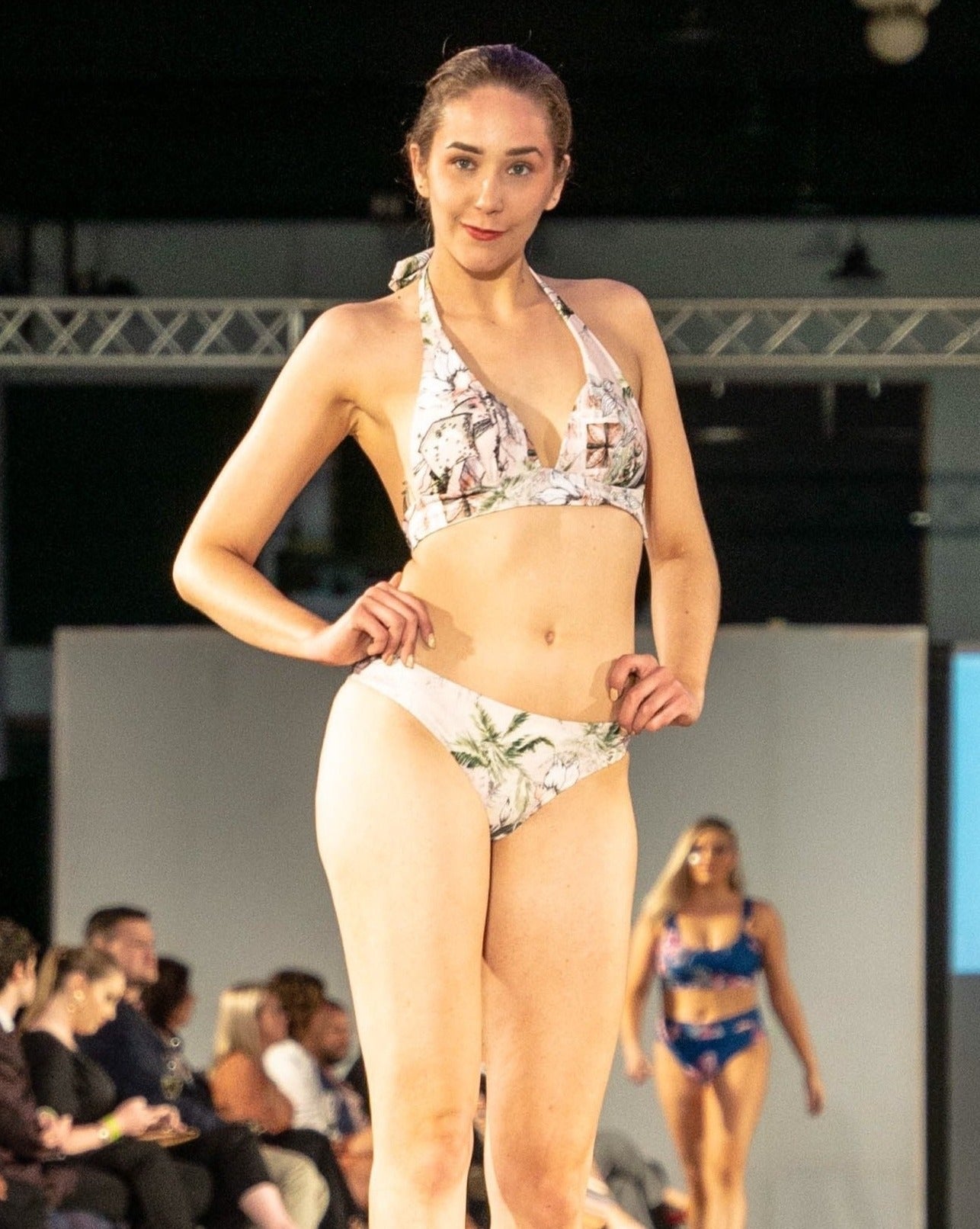 ariana push up bikini top in selo print with built in padding and triangle style bikini top